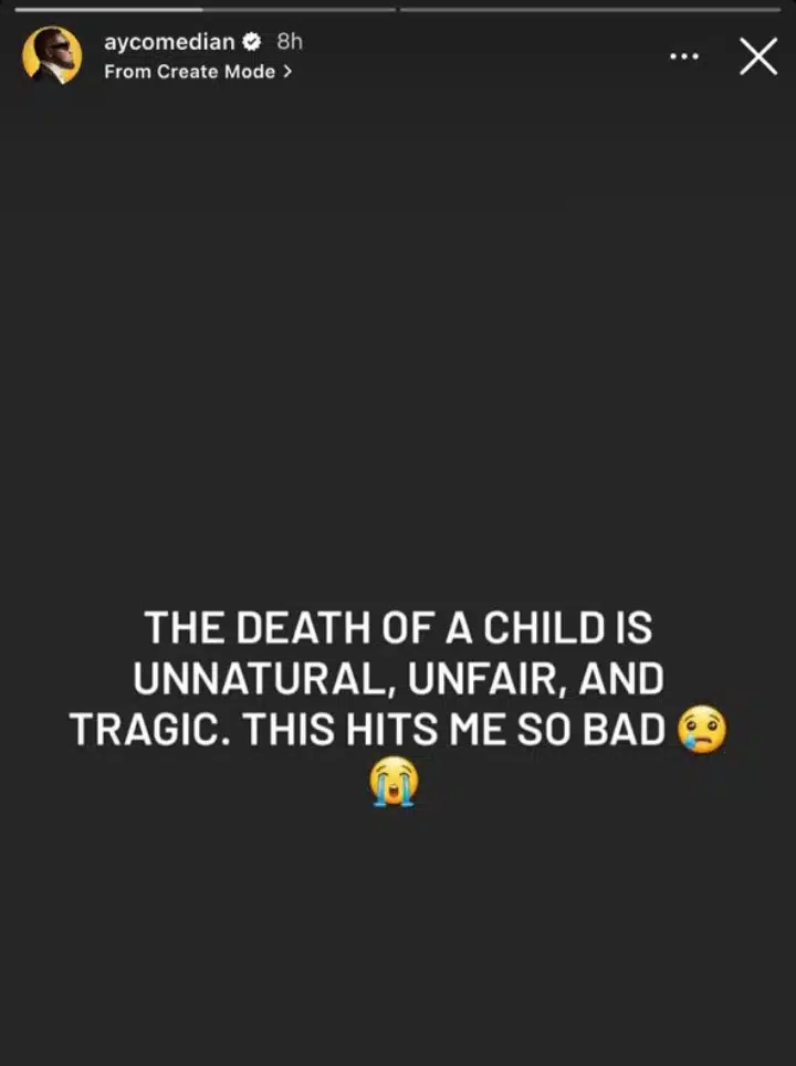 AY Comedian Davido Son Death