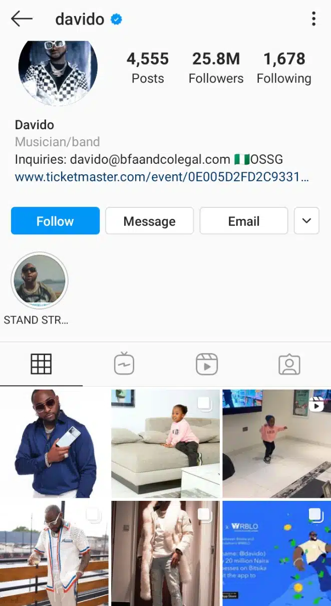 Davido deletes posts on IG, unfollows accounts