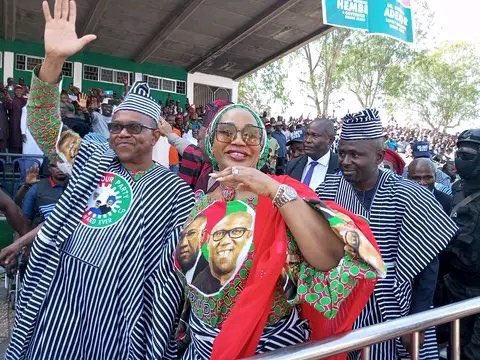 Watch moment Peter Obi arrived for his presidential rally in Benue state with his wife