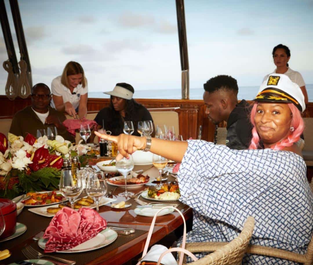 DJ Cuppy celebrates father, Femi Otedola on 60th birthday aboard luxury yatch (Video)