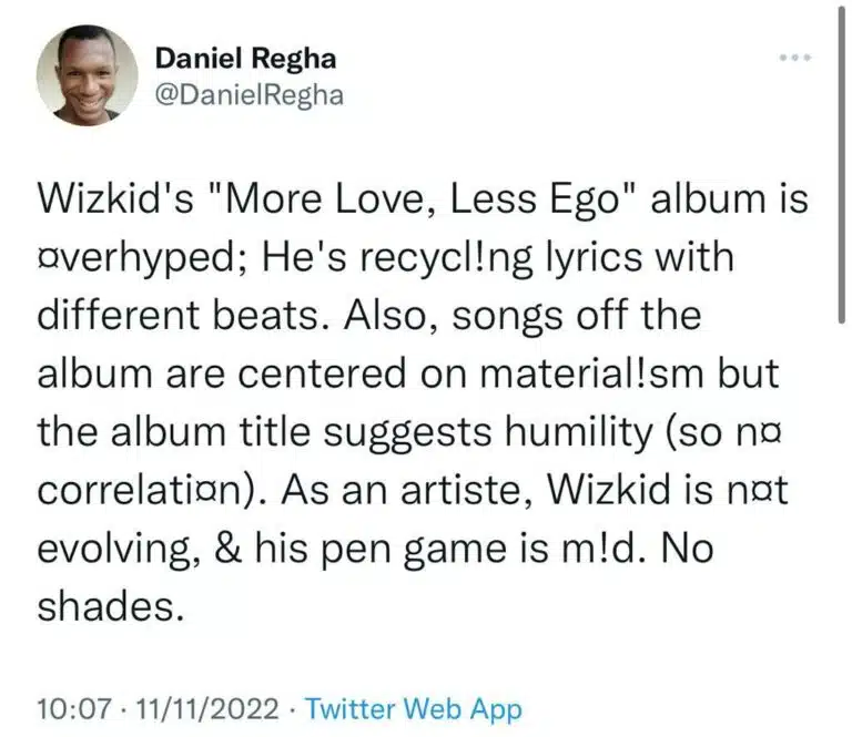 Wizkid's ‘More Love, Less Ego’ album is overhyped