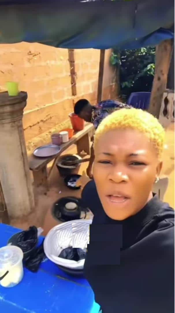 Lady show off boyfriend selling akara, sends message to those dating yahoo boys (Video)