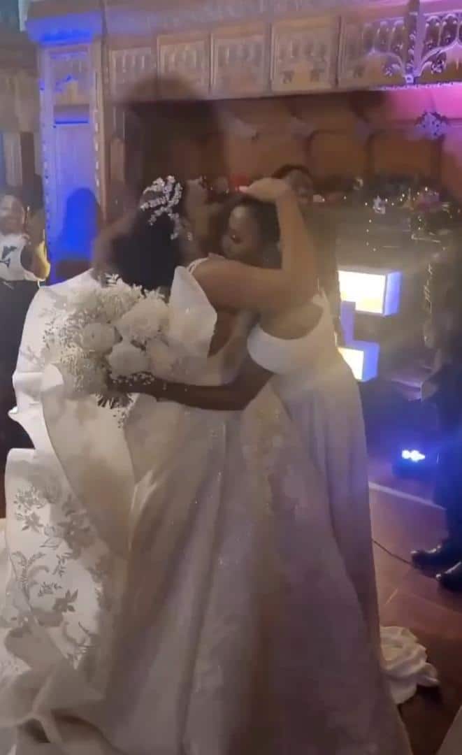 Moment Rita Dominic brings Maid of Honor, Michelle Dede to tears as she hands bouquet to her (Video)