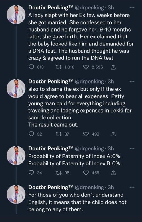 dna Man reportedly finds out child is neither his nor wife's ex after forgiving her for cheating before marriage
