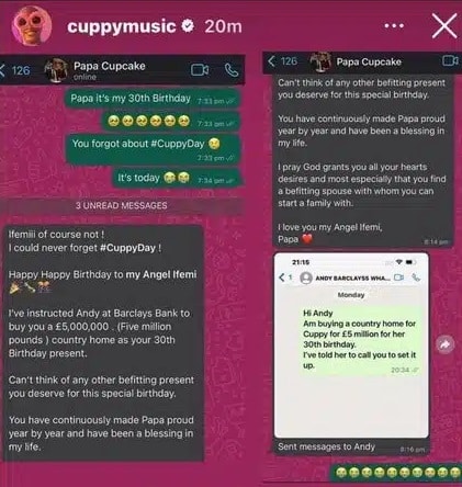 "You have continuously made Papa proud" – Femi Otedola tells daughter as he buys her £5M country home