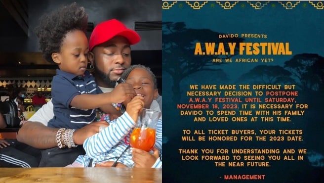 Davido postpones A.W.A.Y festival till November 2023