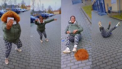Nigerian woman dances joyfully as she and son get permanent residence permit after seven years in Germany (Video)