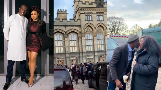 Rita Dominic and Fidelis Anosike share romantic moment ahead of white wedding in UK (Video)