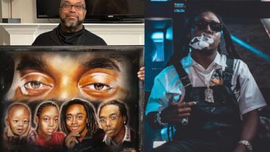 Takeoff’s father receives portrait of Takeoff, from Ron Da Don (Video)