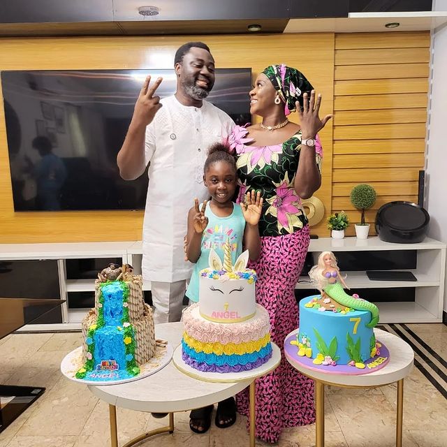 Mercy Johnson and husband, celebrate daughter as she clocks 7
