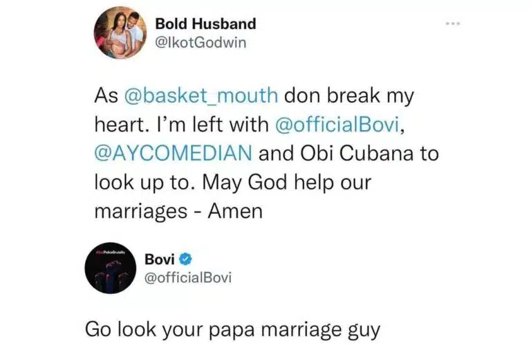Bovi Basketmouth Marriage