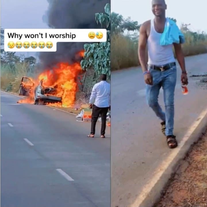 "Why won't I worship" — Man grateful as he escapes fire accident with wife (Video)