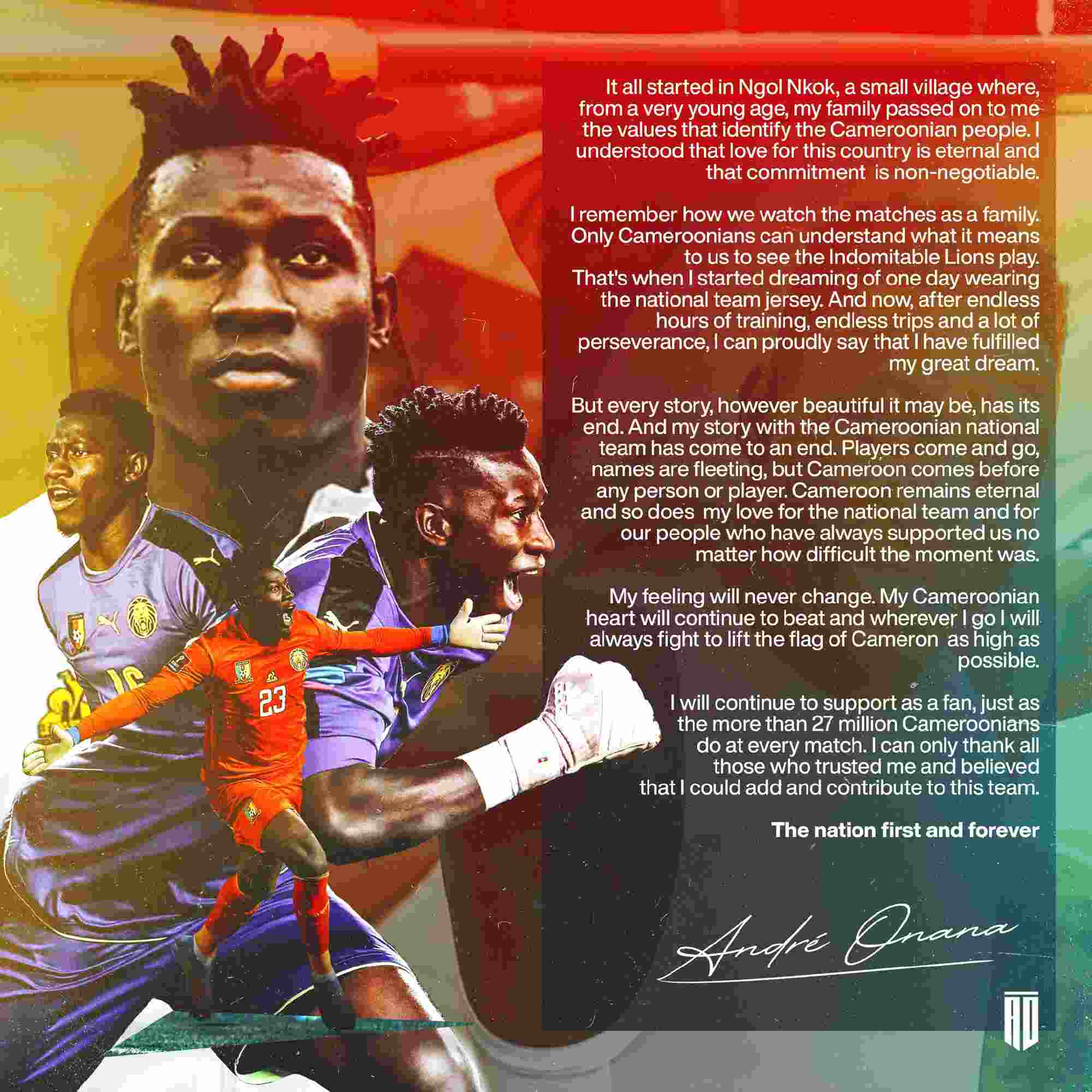 Andre Onana retires from international football after World Cup fallout with Cameroon's coach Rigobert Song 