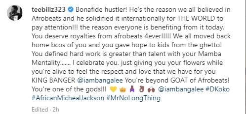 "Bonafide hustler! You deserve royalties" — Teebillz praises D'banj following alleged fraud involvement