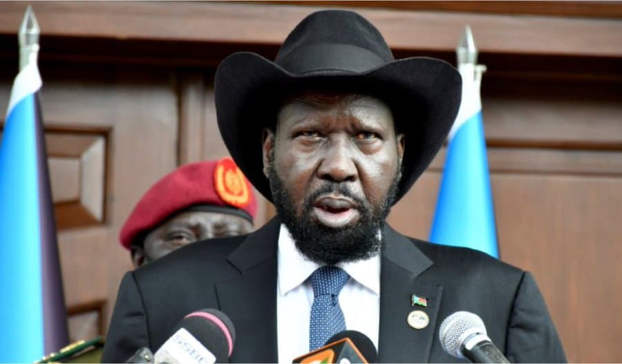 South Sudan President, Salva Kiir Mayardit urinates on himself at a public event