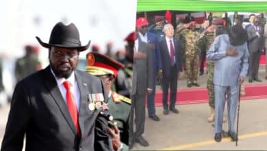 South Sudan President, Salva Kiir Mayardit urinates on himself at a public event