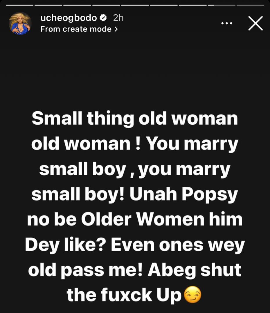 "No be older woman una popsy marry" — Uche Ogbodo kicks after being attacked by Wizkid FC