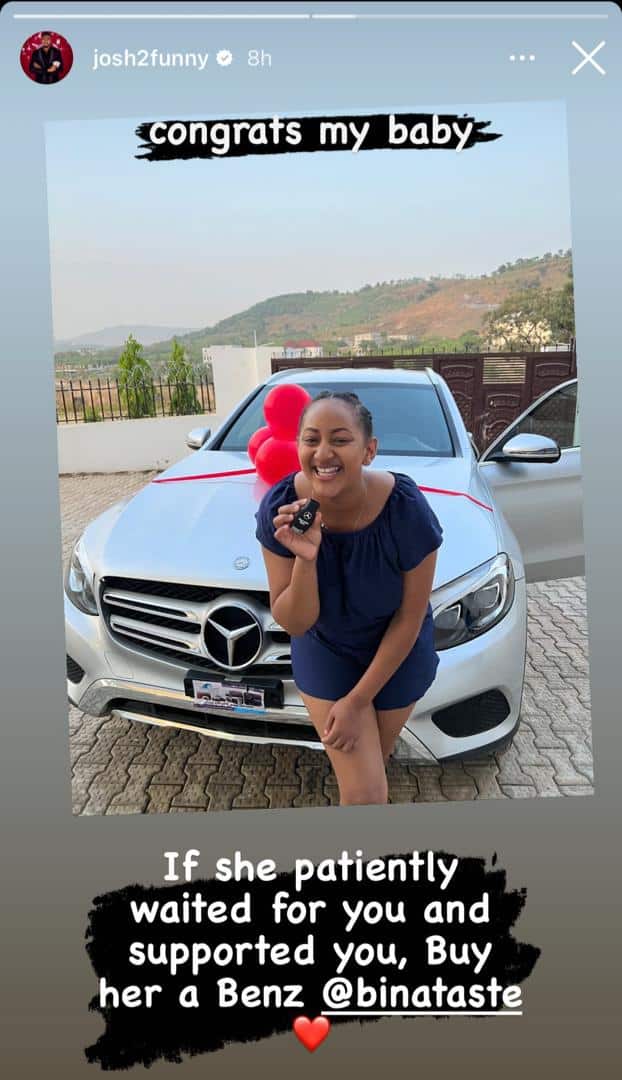 "Buy her a Benz if she patiently waited for you" — Josh2Funny says as he surprises wife (Video)