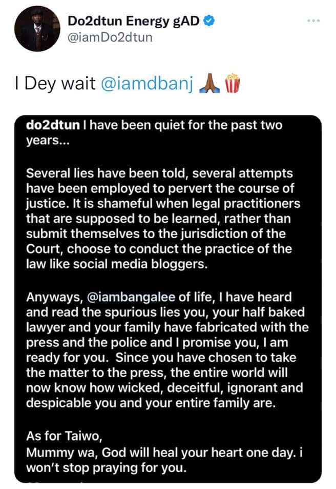 "The world will know how wicked and deceitful you are" — Do2dtun calls out D'Banj