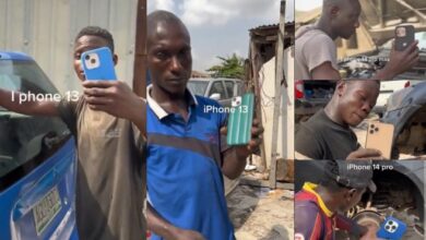 "All of them look like person way never chop" — Speculations as mechanics flaunt iphone devices (Video)