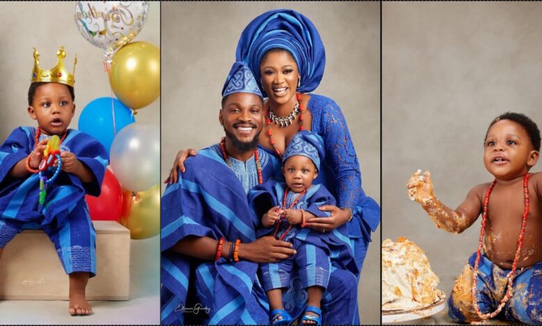 Tobi Bakre unveils son's face as he marks first birthday