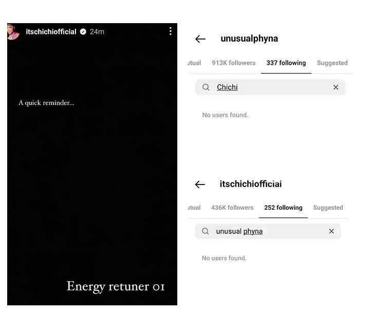 Chichi reacts as Phyna unfollows her and others on Instagram