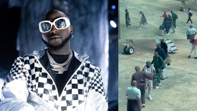Davido lands in Qatar with customized blanket bearing Ifeanyi’s face (Video)