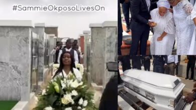 "Seeing you lowered into the ground broke my heart" - Nikky Laoye tearfully morns Sammie Okposo (Video)