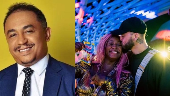 “This kind of love dey attract English breakfast” – Daddy Freeze expresses amazement over Cuppy’s 25 days engagement (Video)
