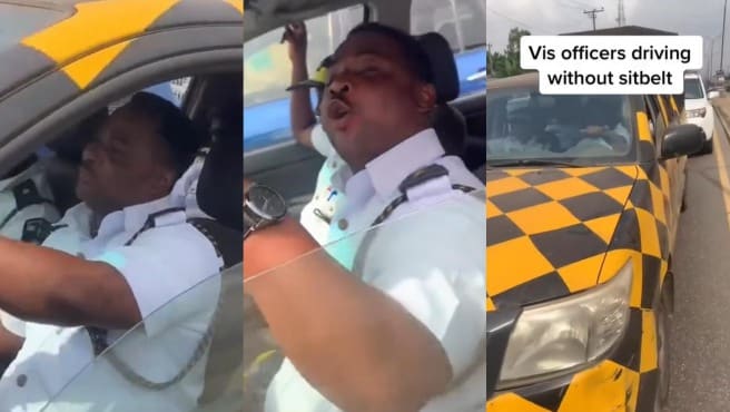 Drama as man confronts vehicle inspection officer for driving without seatbelt (Video)