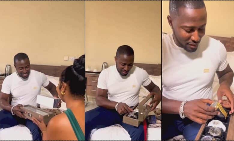 Man receives set of wristwatches as gift from girlfriend after proposing (Video)