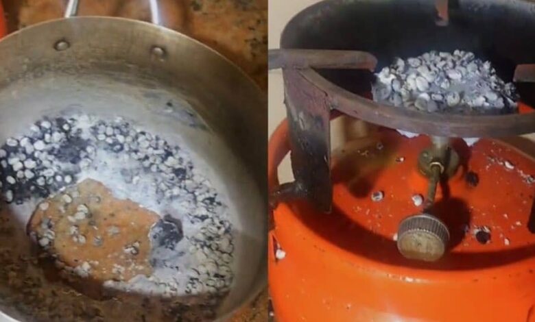Lady escapes fire accident after sleeping off with beans on fire (Video)