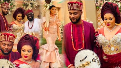 Nollywood ladies are just deceiving young guys- Troll comments on Nkiru Sylvanus traditional marriage, Chief Imo drags troll