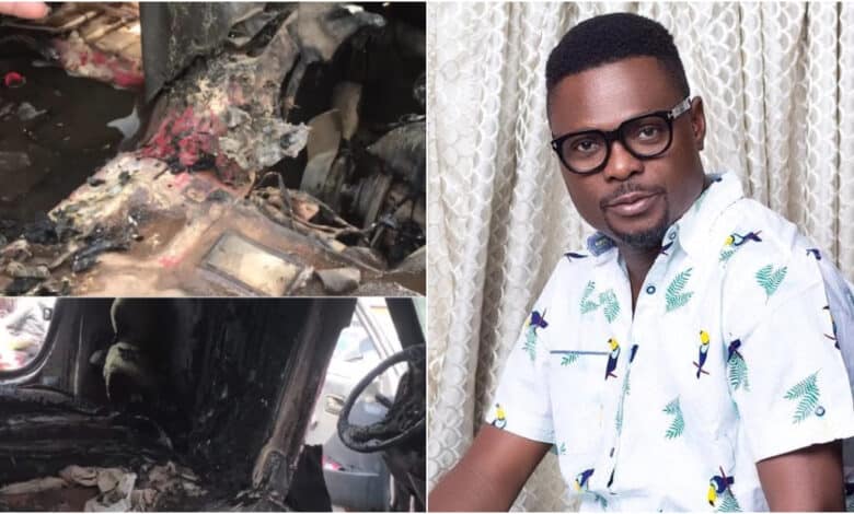 Kunle Afod escapes death, driver burnt - VIDEO