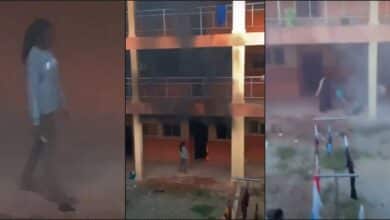 UniAbuja student wielding knife sets hostel on fire (Video)