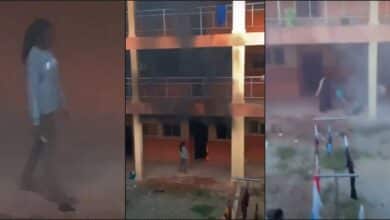 UniAbuja student wielding knife sets hostel on fire (Video)