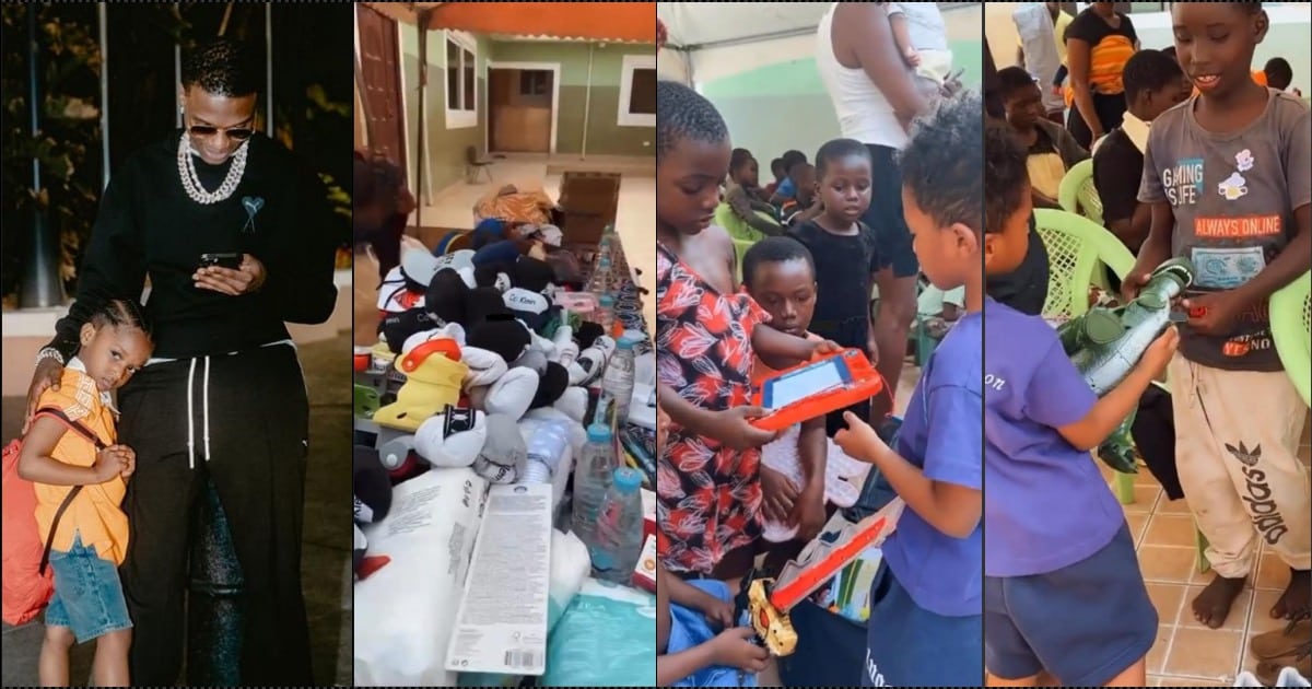 Wizkid's son melts heart as he gives out his toys in Ghana (Video)