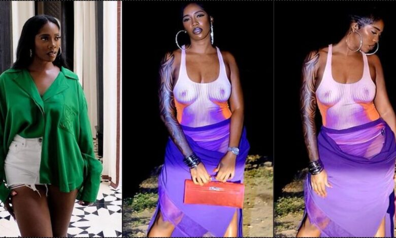 "Your child is watching" — Tiwa Savage slammed for stepping out braless