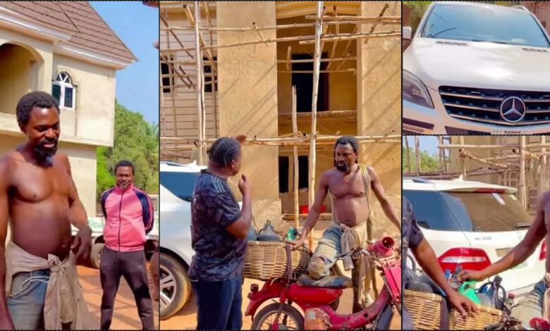Meet palm wine tapper who owns two houses and Benz (Video)
