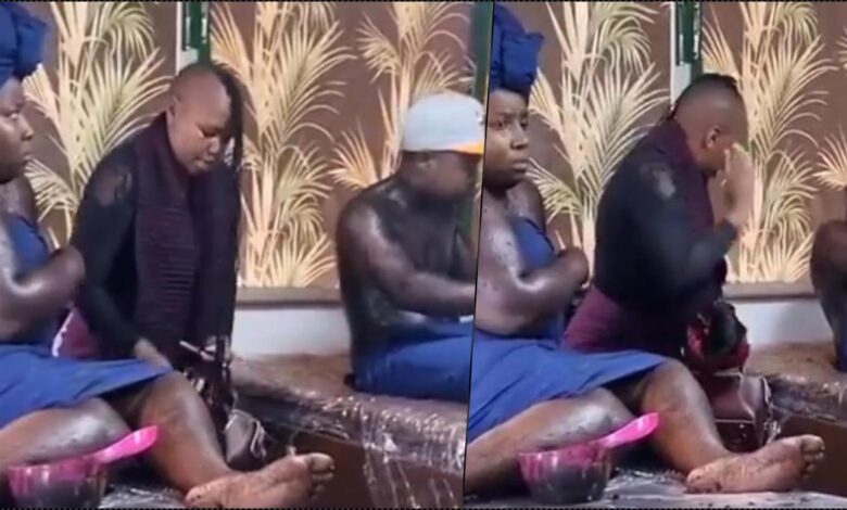 Wife makes a scene after catching husband with side chic at spa (Video)