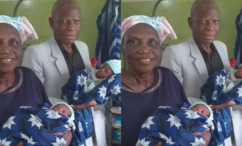 Elderly couple 46 years twins