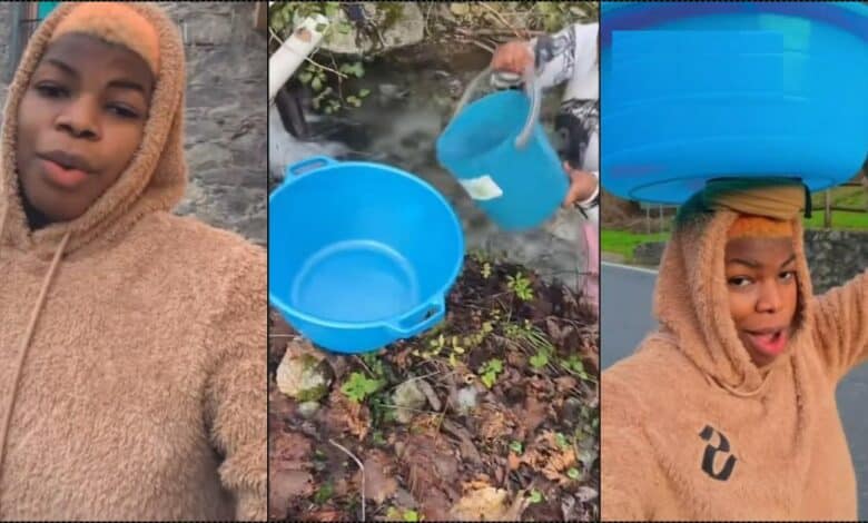 "You still wan come" — Lady reveals struggle to get water in Europe (Video)