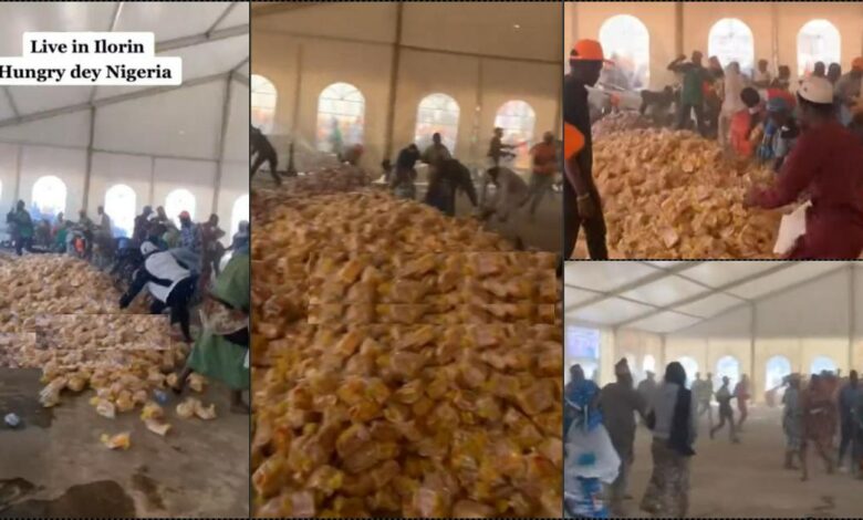 Drama as Nigerians hustle for bread during campaign in Ilorin (Video)