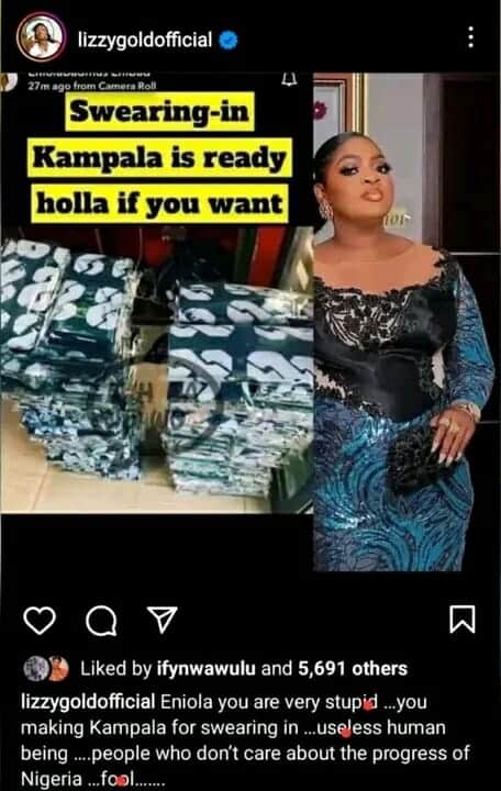 Lizzy Gold, Destiny Etiko ridicule Eniola Badmus over Tinubu's swearing-in fabric, she responds