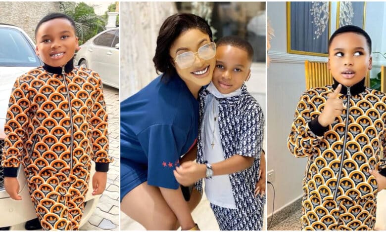 King is beginning to look like his mum - Reactions as Tonto Dikeh flaunts son
