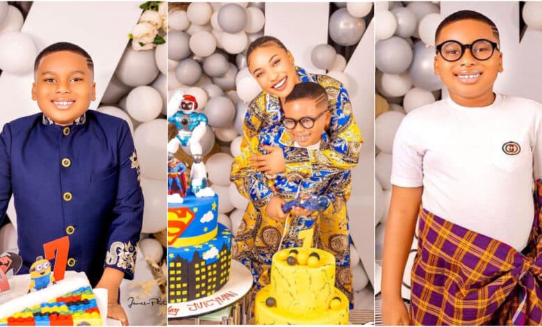 Tonto Dikeh gifts son with 10 plots of land on 7th birthday