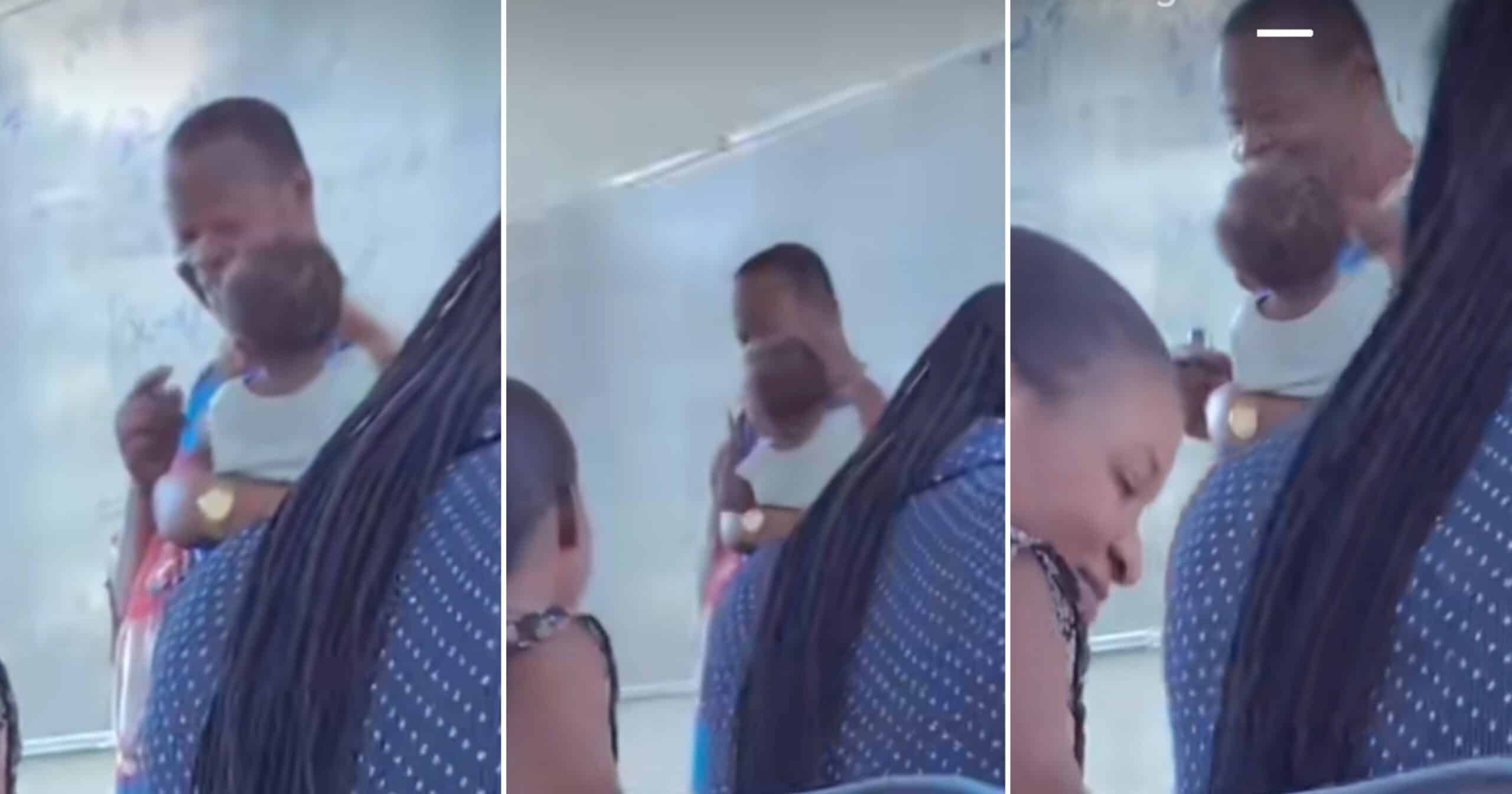 “They resemble each other” – Reactions as Nigerian lecturer carries student’s baby while teaching in class