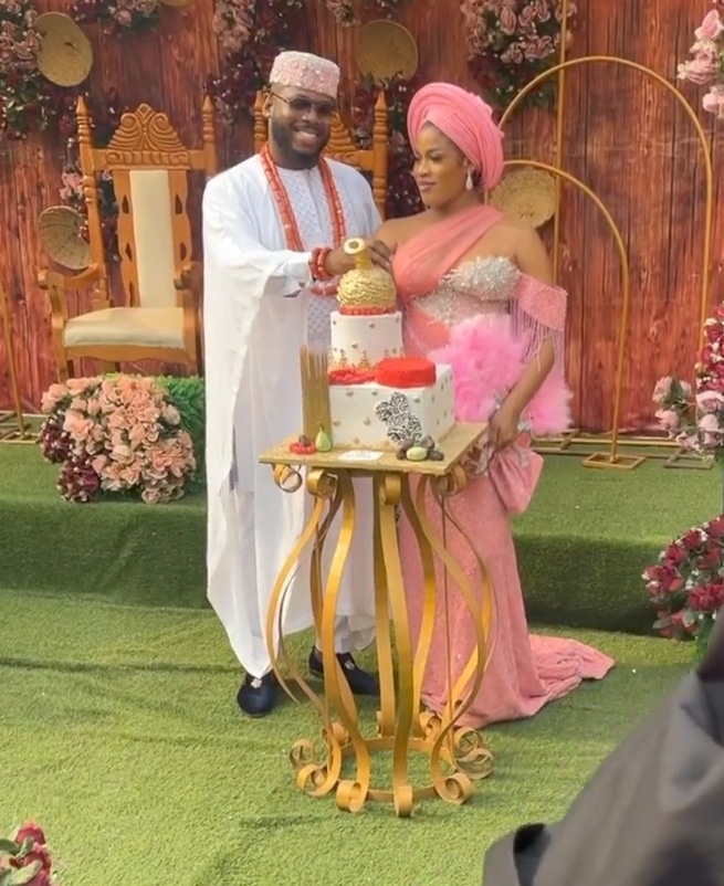 Frodd holds traditional wedding fiancée Chioma 