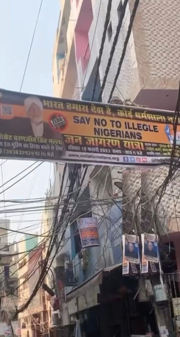 Lady laments over 'Say No To Illegal Nigerians' banner in India (Video)