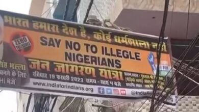 Lady laments over Say No To Illegal Nigerians banner in India (Video)